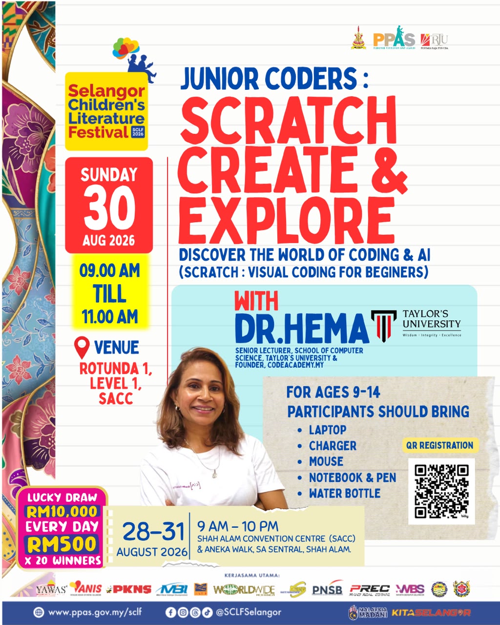 Junior Coders: Scratch, Create & Explore Discover the World of Coding & AI - Dr Hema & Taylor's University (9-14 tahun)